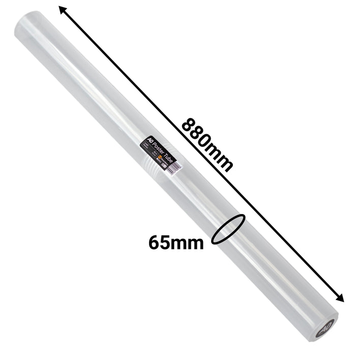 WestonBoxes clear plastic A0 poster tube for A0 size documents and prints 880mm x 65mm