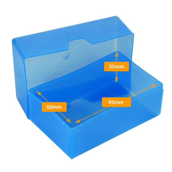 Colour: Blue / Transparent, WestonBoxes 35mm Deep Business Card Box Holds up to 125 Business Cards