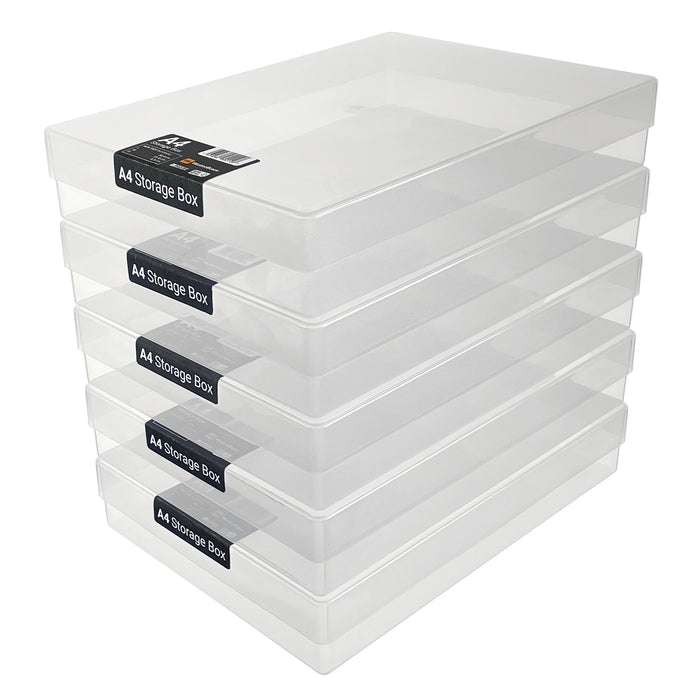 WestonBoxes clear plastic A4 Storage Boxes pack of 5