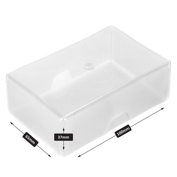 WestonBoxes clear plastic business card box with lid 35mm deep holds 125 business cards internal dimensions