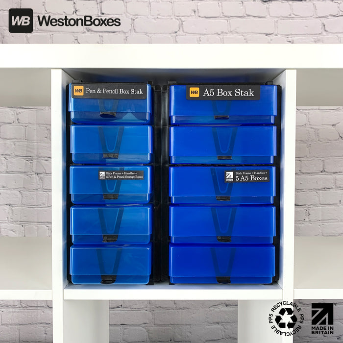 Blue/Transparent, WestonBoxes 2 Stak pack in a Kallax unit
