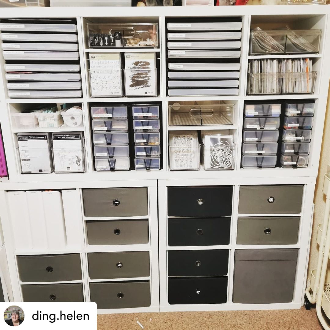 @ding.helen craftroom storage set up with ikea kallax and westonboxes inserts