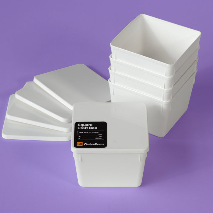 Square Craft Pots, Tubs, Containers with Clip-On Lids