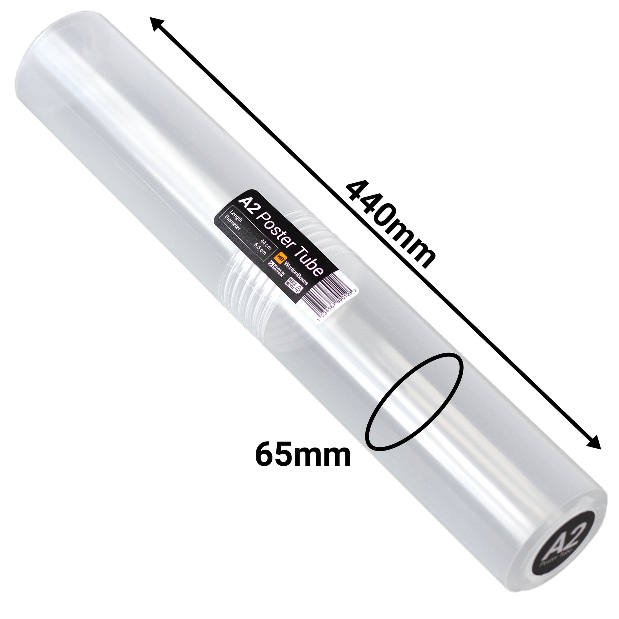A2 Poster Tube Clear Plastic With 50/50 Screw Split — WestonBoxes