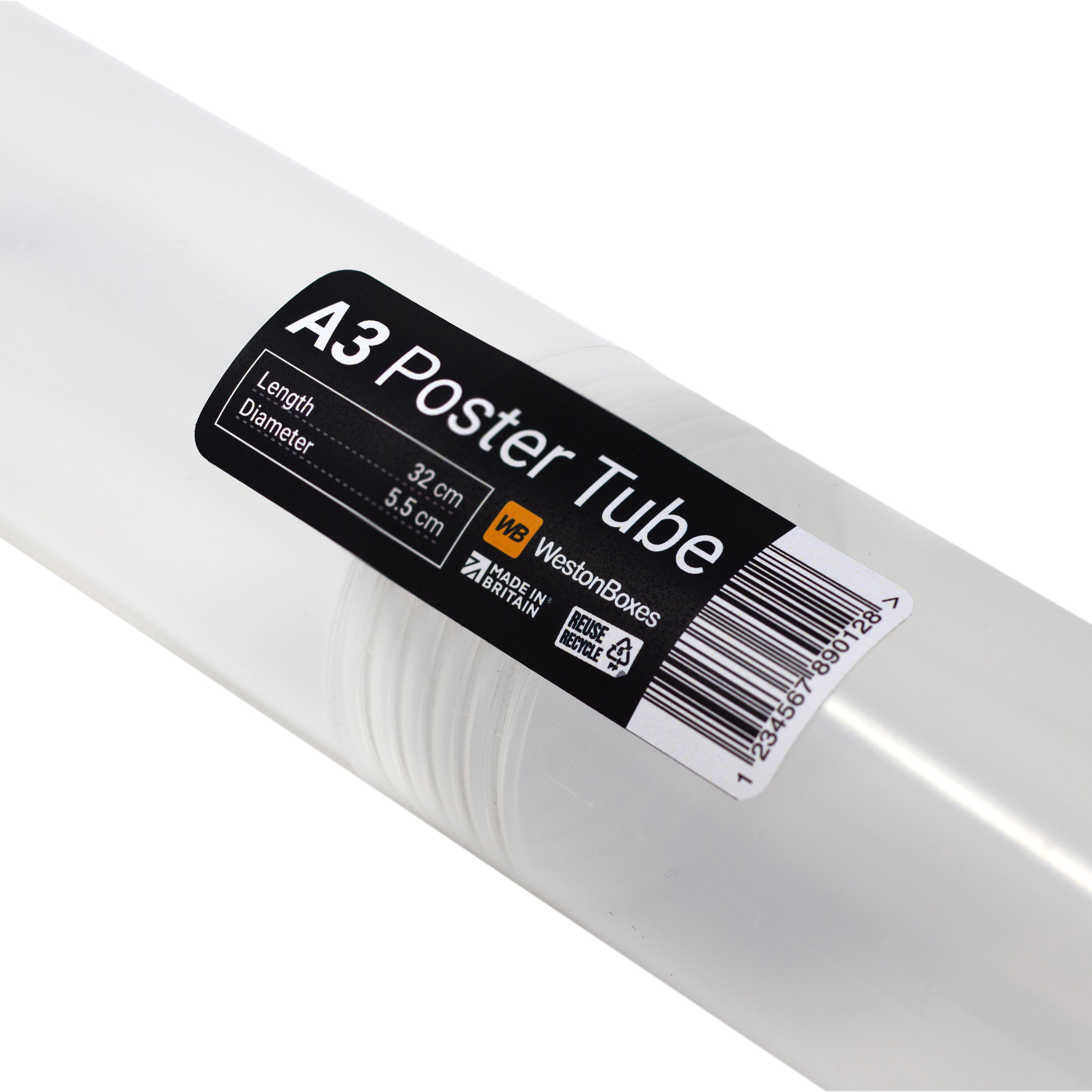 A3 Poster Tube Clear Plastic With 50/50 Screw Split — WestonBoxes