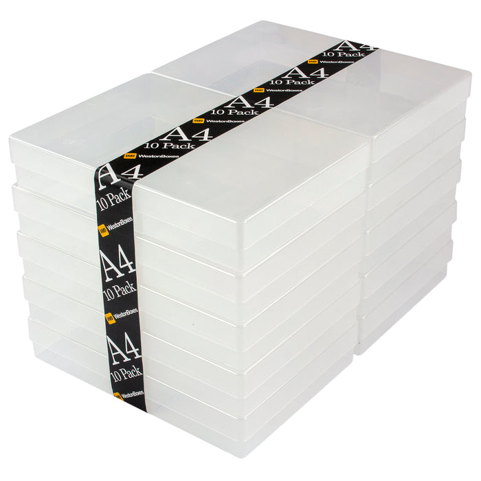 WestonBoxes clear plastic A4 Storage Boxes pack of 10