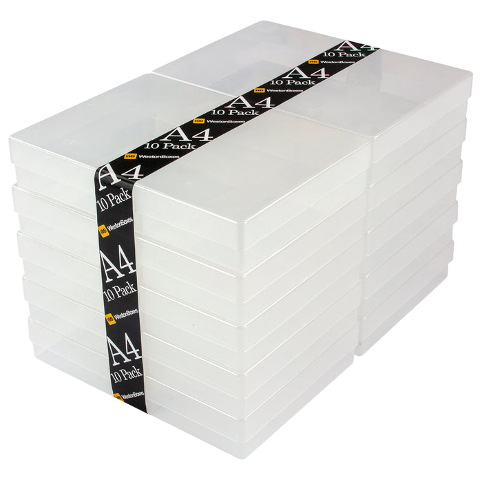 WestonBoxes clear plastic A4 Storage Boxes pack of 10