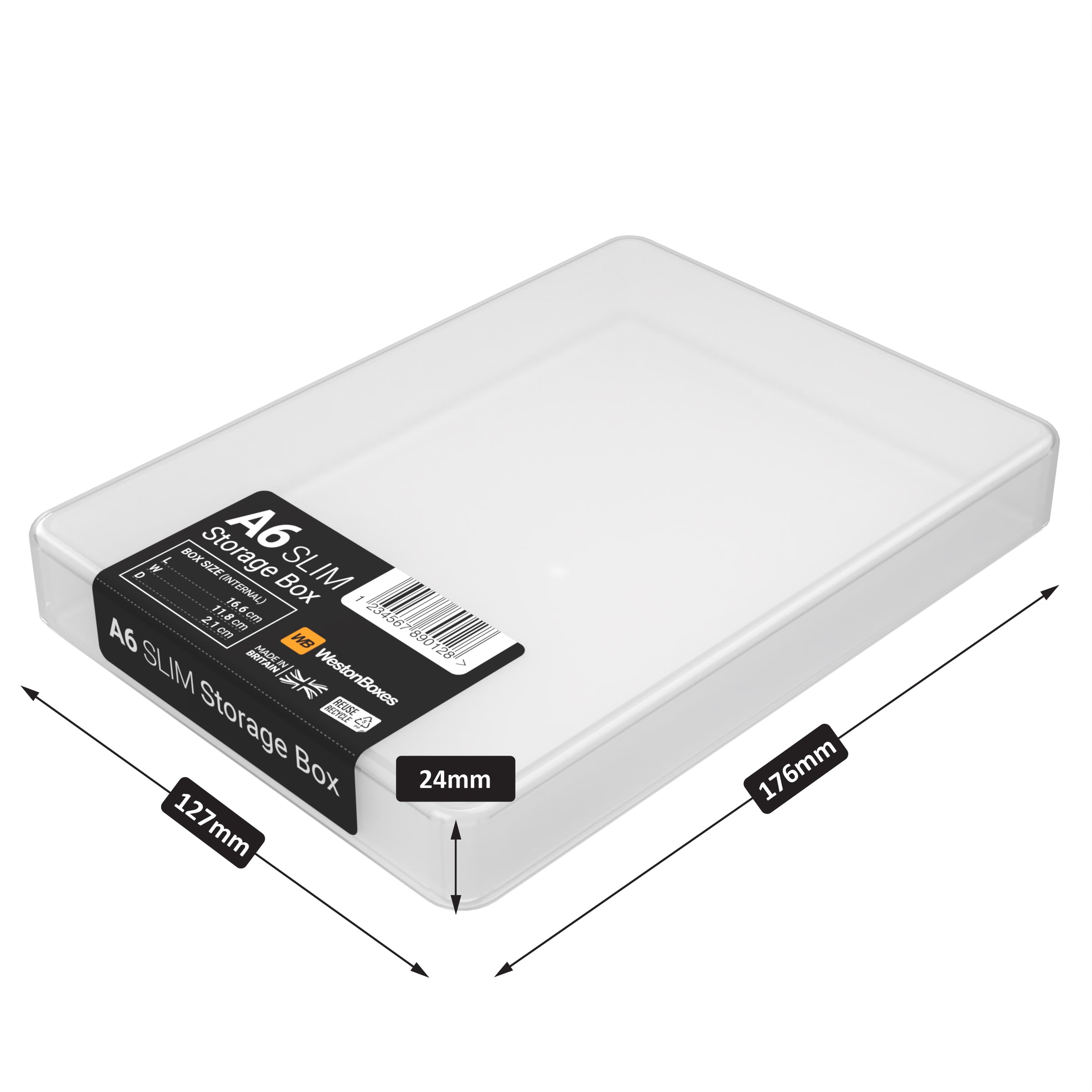 Slim A6 Storage Box | 24mm Deep | Clear Plastic | Made in Britain ...