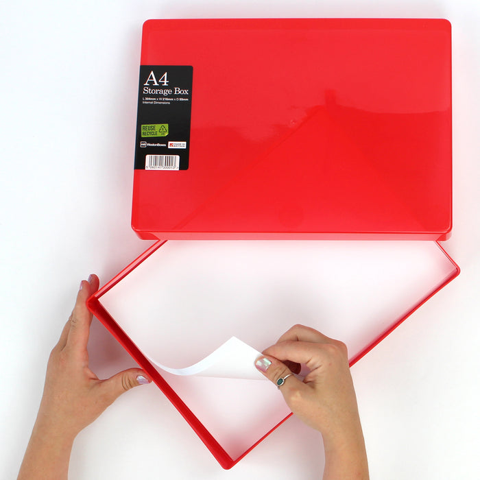 Red A4 Storage Box storing Paper