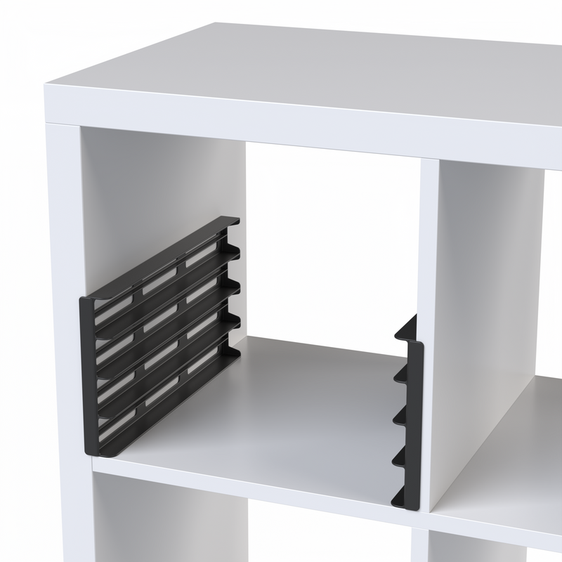 Black Kallax shelf inserts for WestonBoxes 12x12 craft paper storage boxes
