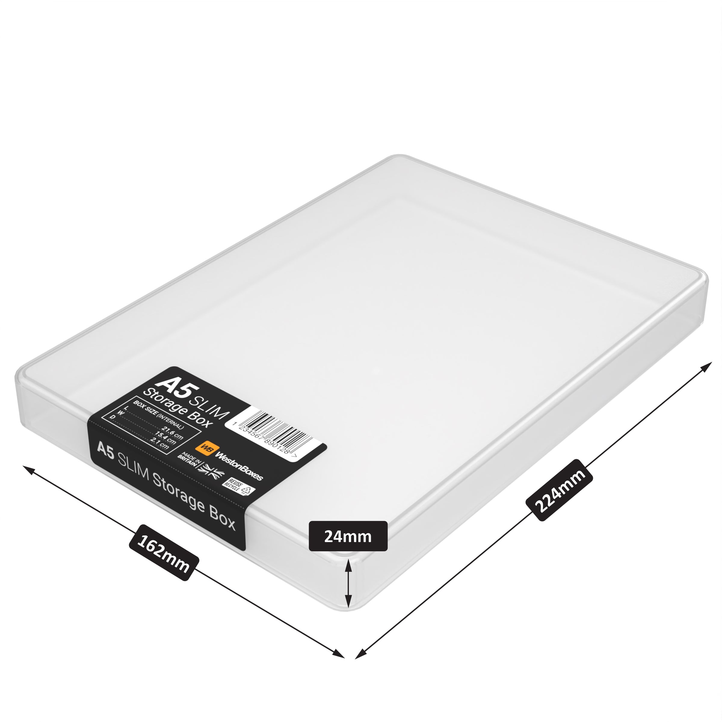 Slim A5 Storage Box | 24mm Deep | Clear Plastic | Made in Britain ...