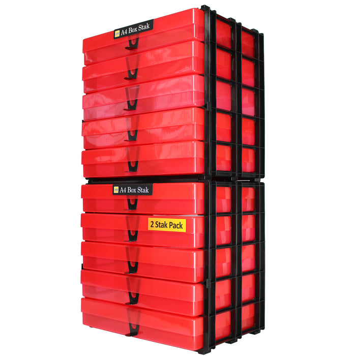 Red / Transparent, WestonBoxes Craft Storage Box Stak Stack Unit For A4 Paper Storage Boxes