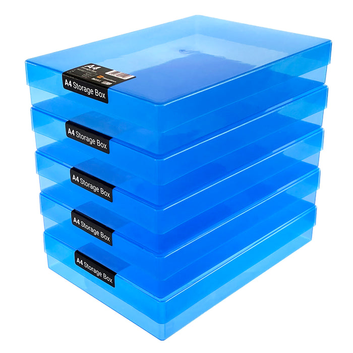WestonBoxes A4 Storage Box Transparent Blue