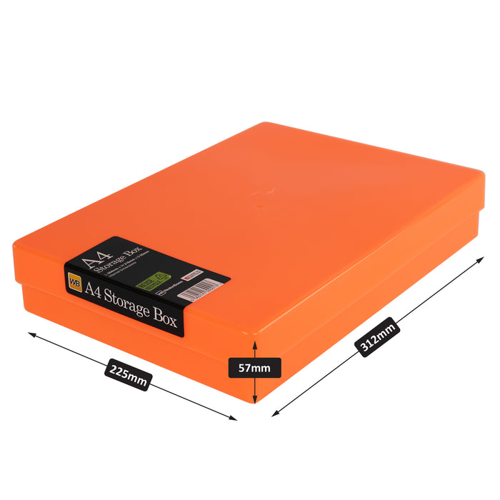 Neon Orange / Opaque, WestonBoxes Plastic Storage Boxes For A4 Paper Neon Colours