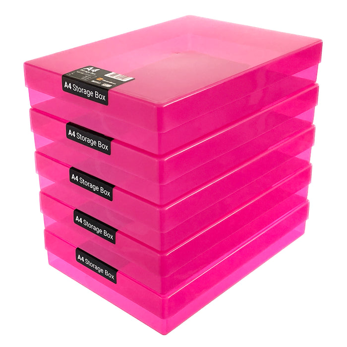 Denkee 4 Pack A4 File Portable Project Case, Plastic Storage Box