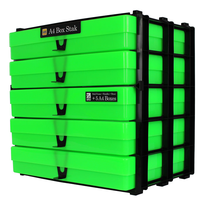 Neon Green / Opaque, WestonBoxes Craft Storage Box Stak Stack Unit For A4 Paper Storage Boxes