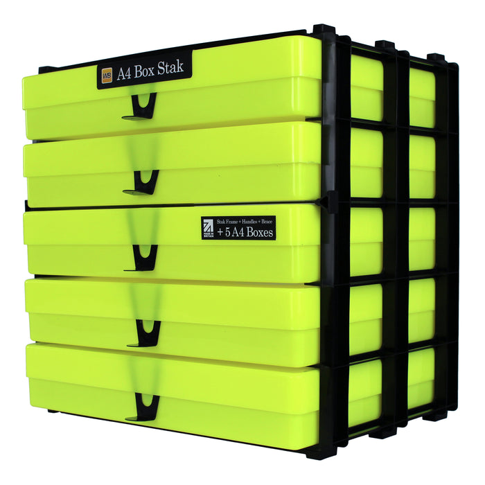 Neon Yellow / Opaque, WestonBoxes Craft Storage Box Stak Stack Unit For A4 Paper Storage Boxes