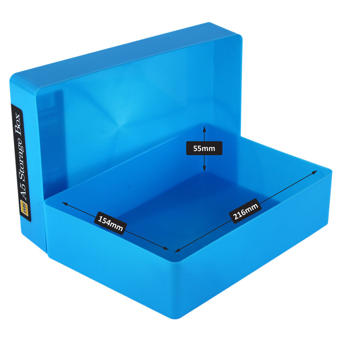 Neon Blue / Opaque, WestonBoxes A5 Paper Plastic Storage Boxes Neon