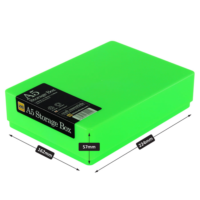 Neon Green / Opaque, WestonBoxes A5 Paper Plastic Storage Boxes Neon 