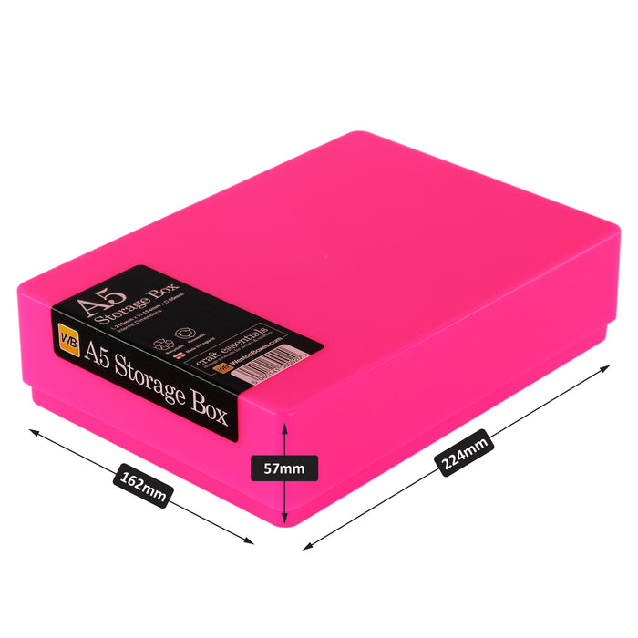 Neon Pink / Opaque, WestonBoxes A5 Paper Plastic Storage Boxes Neon