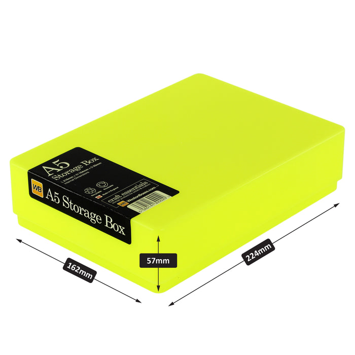 Neon Yellow / Opaque, WestonBoxes A5 Paper Plastic Storage Boxes Neon
