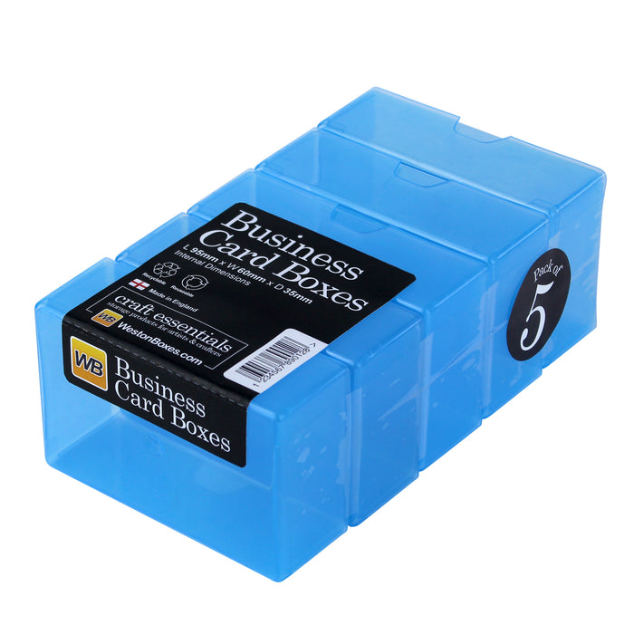 Colour: Blue / Transparent, WestonBoxes 35mm Deep Business Card Box Holds up to 125 Business Cards