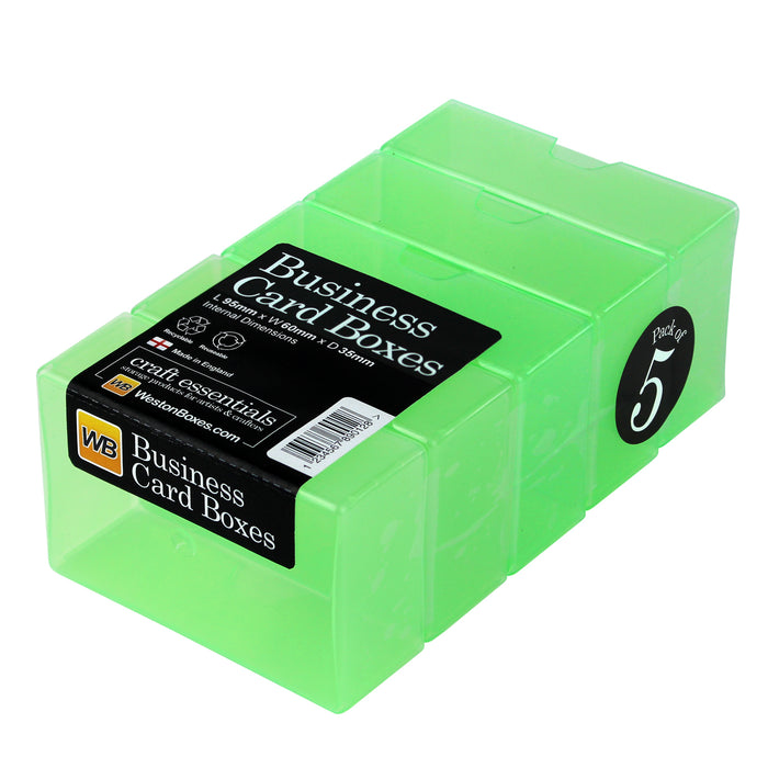 Green / Transparent, WestonBoxes 35mm Deep Business Card Box Holds up to 125 Business Cards