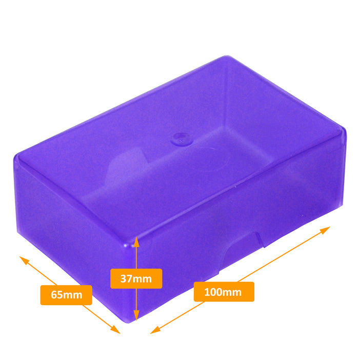 Purple / Transparent, WestonBoxes 35mm Deep Business Card Box Holds up to 125 Business Cards