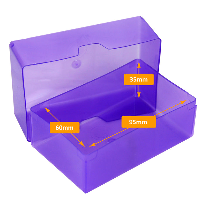 Purple / Transparent, WestonBoxes 35mm Deep Business Card Box Holds up to 125 Business Cards