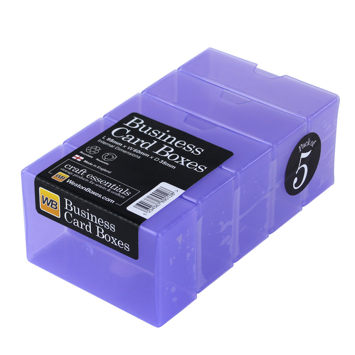 Purple / Transparent, WestonBoxes 35mm Deep Business Card Box Holds up to 125 Business Cards