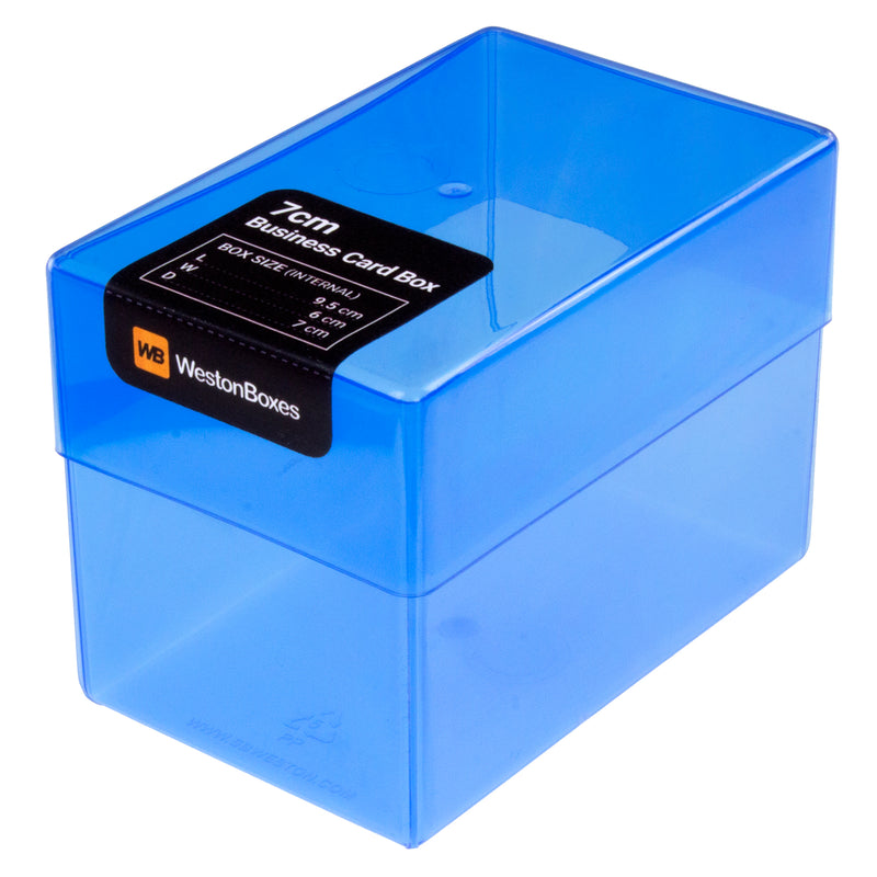 Blue Box that stores 250 Business Cards
