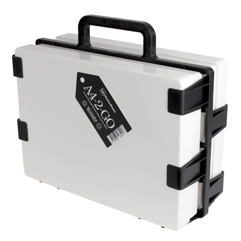 WestonBoxes A4 plastic craft storage box carrier, White / Opaque / TOUGH