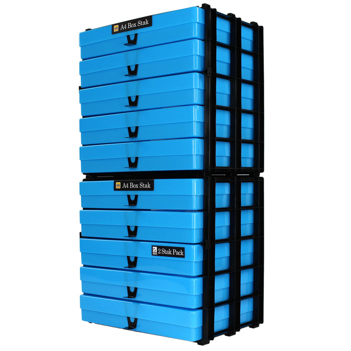 Neon Blue / Opaque, WestonBoxes Craft Storage Box Stak Stack Unit For A4 Paper Storage Boxes
