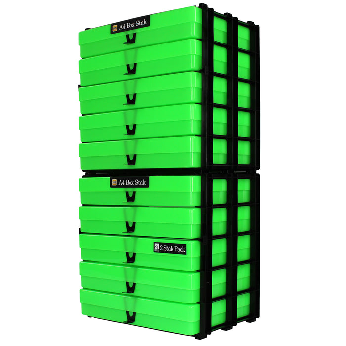 Neon Green / Opaque, WestonBoxes Craft Storage Box Stak Stack Unit For A4 Paper Storage Boxes