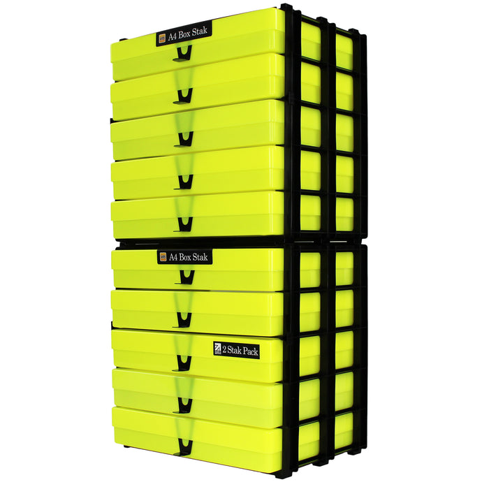 Neon Yellow / Opaque, WestonBoxes Craft Storage Box Stak Stack Unit For A4 Paper Storage Boxes
