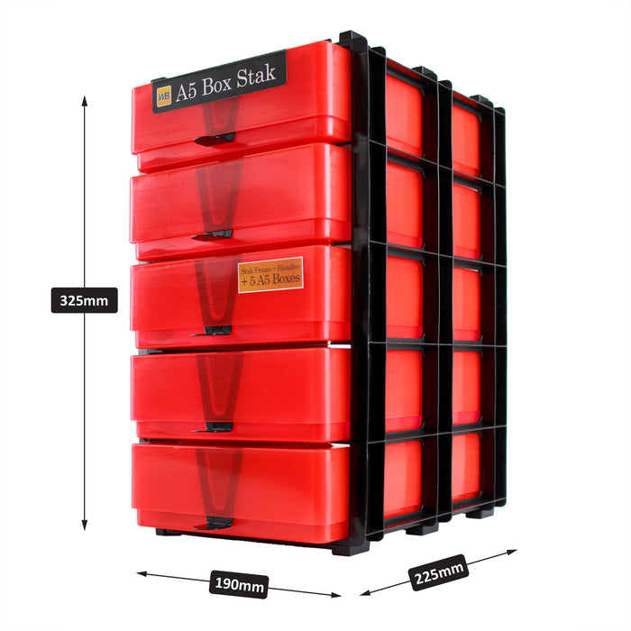 Red/Transparent, WestonBoxes Stak outer Dimensions