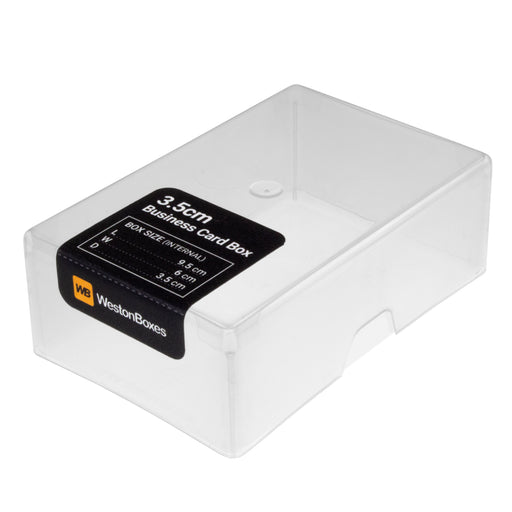 plastic business card box with lid 35mm deep holds 125 business cards