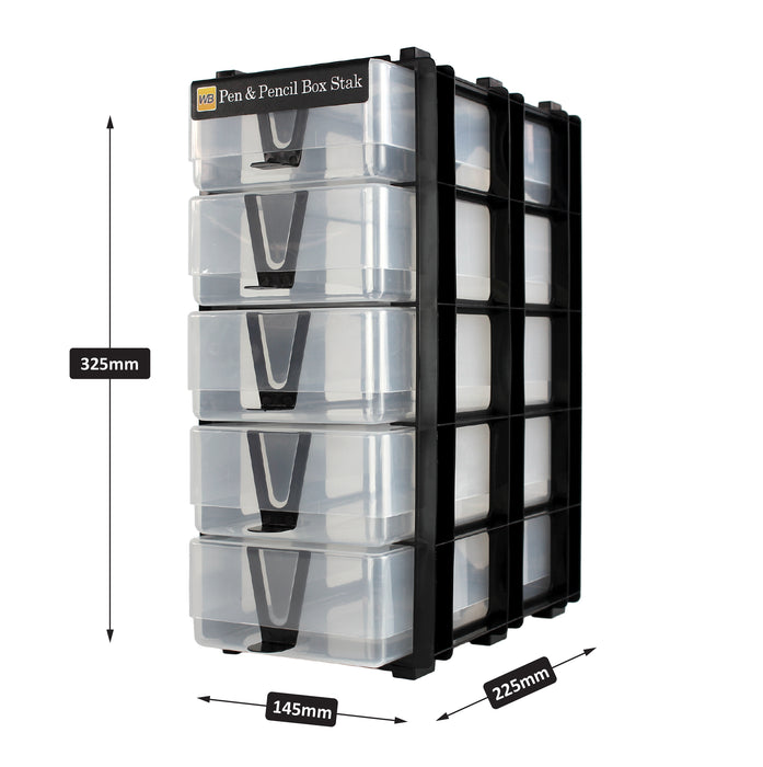 Clear/Transparent, WestonBoxes Pen and Pencil Stak external Dimensions