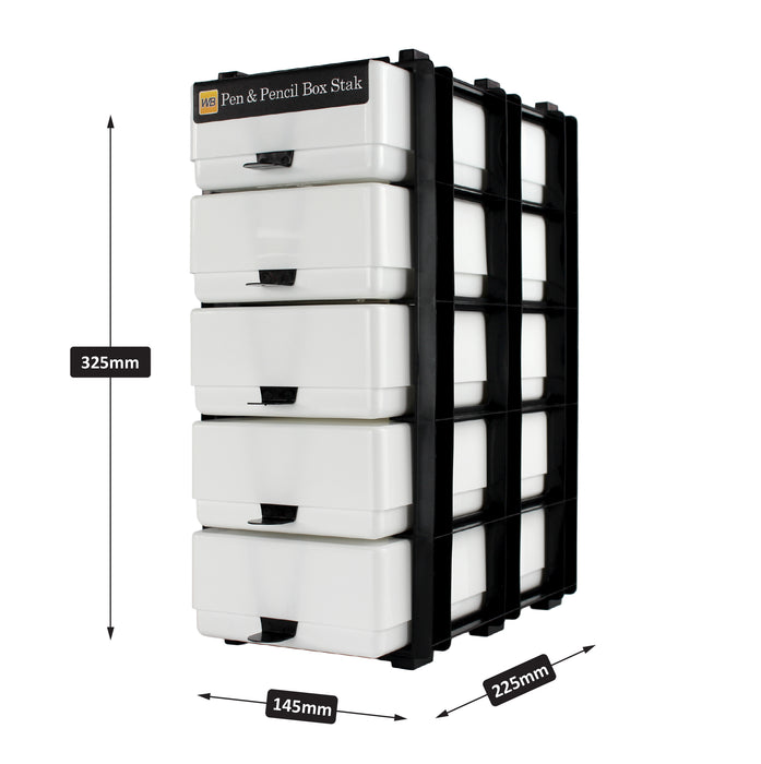 White/Opaque, WestonBoxes Pen and Pencil Stak external Dimensions