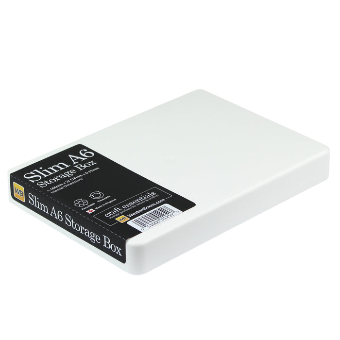 WestonBoxes slim A6 paper presentation storage box with lid white opaque tough impact resistant