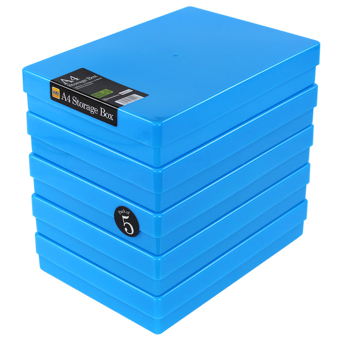 Neon Blue / Opaque, WestonBoxes Plastic Storage Boxes For A4 Paper Neon Colours