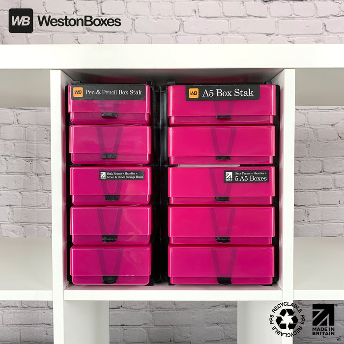 Pink/Transparent, WestonBoxes 2 Stak pack in a Kallax unit