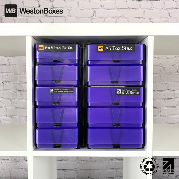 Purple/Transparent, WestonBoxes 2 Stak pack in a Kallax unit