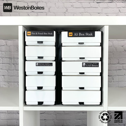 White/Opaque, WestonBoxes 2 Stak pack in a Kallax unit