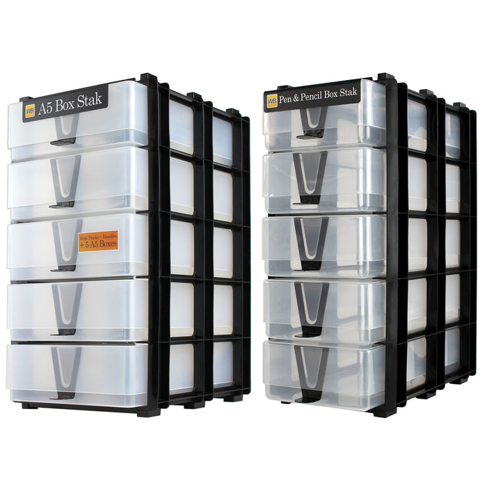 Clear/Transparent, WestonBoxes 2 Stak pack side by side