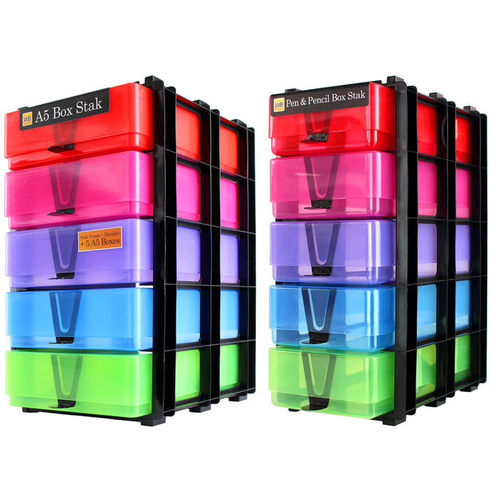 Multicolour/Transparent, WestonBoxes 2 Stak pack side by side