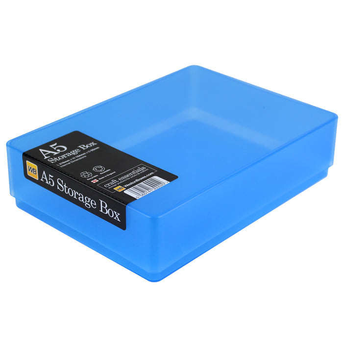 WestonBoxes blue plastic storage boxes with lids for a5 paper