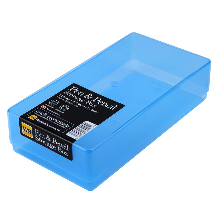 Westonboxes Plastic Pen & Pencil Storage Box Blue